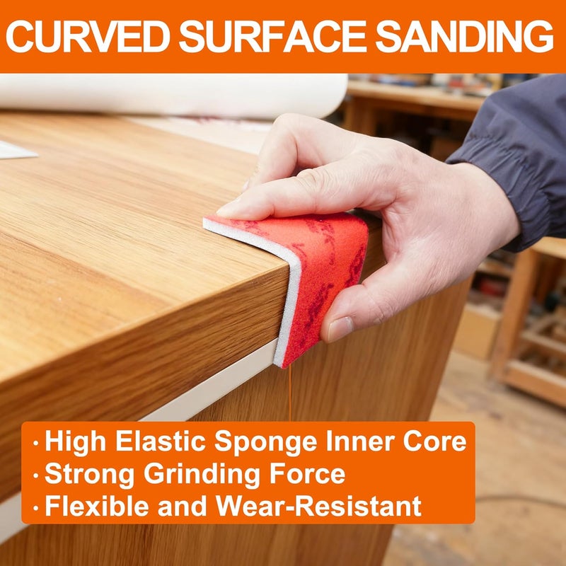 VRKET 28 Pcs 320 Grit Sanding Sponge,Ultra Fine Sandpaper,Soft Foam Hand Sander Block Wet Dry Sanding Pads for Automobile Wood Furniture Metal Drywall Polishing - Image 4